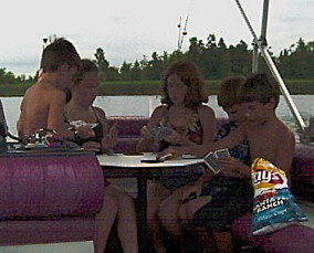 Playing cards on the boat