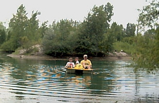 Bill, Jeff & Joe in a pedal boat