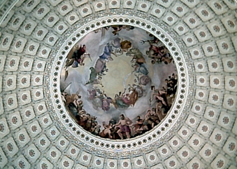 The dome of the rotunda in the Capitol Building